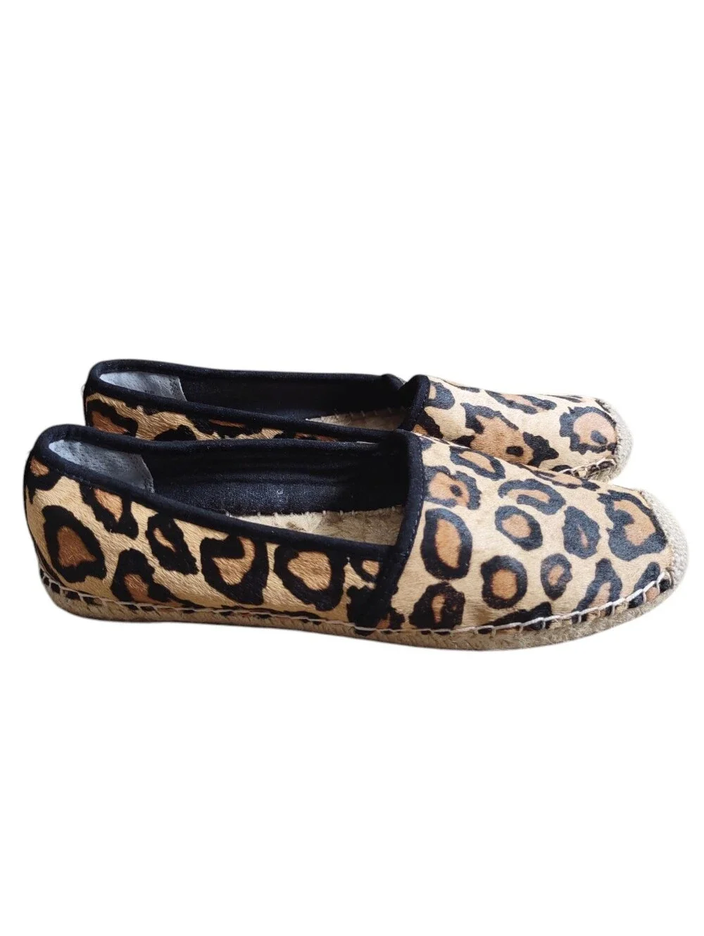 Sam Edelman Size 8 Lynn Leopard Cow Fur Flat Espadrille Shoes